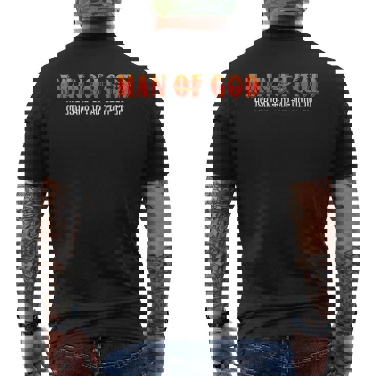 Man Of God Husband Dad Pop Pop Christian Dad Religious Men's Back Print T-Shirt