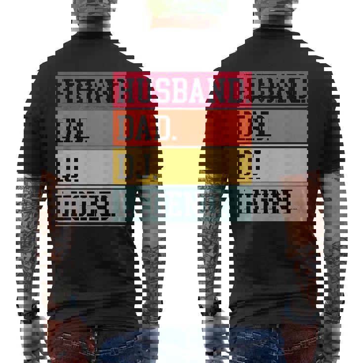 Marito Papà Dj Leggenda Divertente Dj Disc Music Lover T-shirt da uomo con stampa posteriore