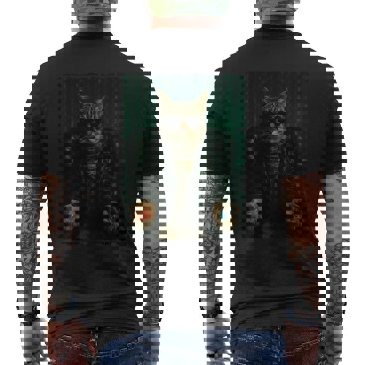 Matrix Cat Píldora Roja Píldora Azul Manga Larga Camiseta Hombre Estampado Espalda