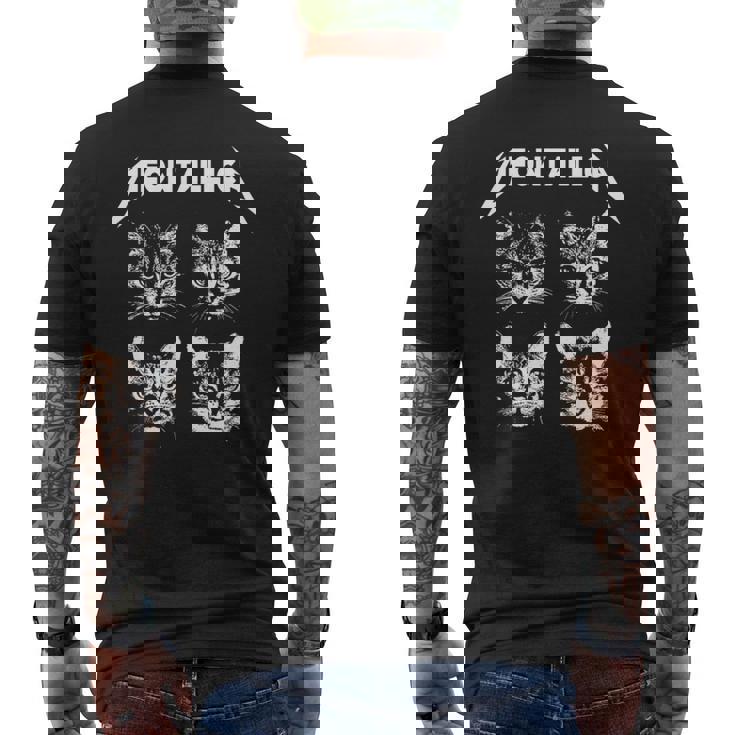 Meowtallica ブラック ホワイト 面白い パロディバンド 猫 子猫 恋人 長袖tシャツ メンズTシャツ バックプリント