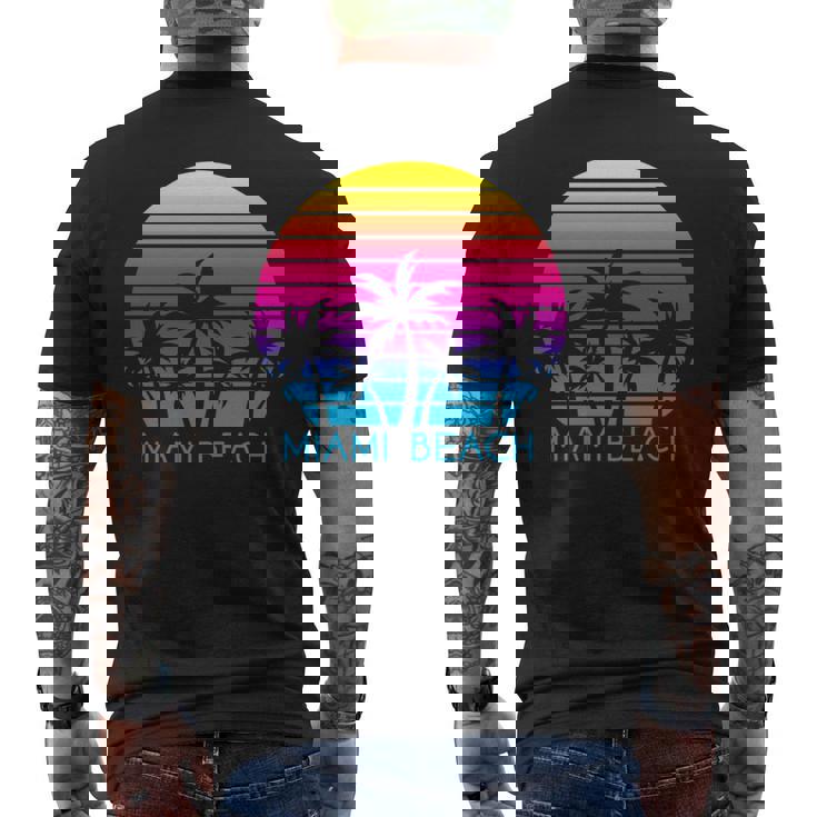 Miami Beach Florida Retrointage Atardeceracacionesiajes Manga Larga Camiseta Hombre Estampado Espalda