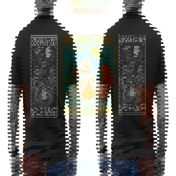 National Park After Dark Alien Bigfoot Bear Camping Men's T-shirt Back Print National Park After Dark Alien Bigfoot Bear Camping Men's T-shirt Back Print