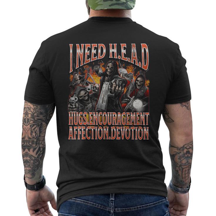 I Need Hugs Hard Skeleton Meme Bootleg Graphic Men's T-shirt Back Print