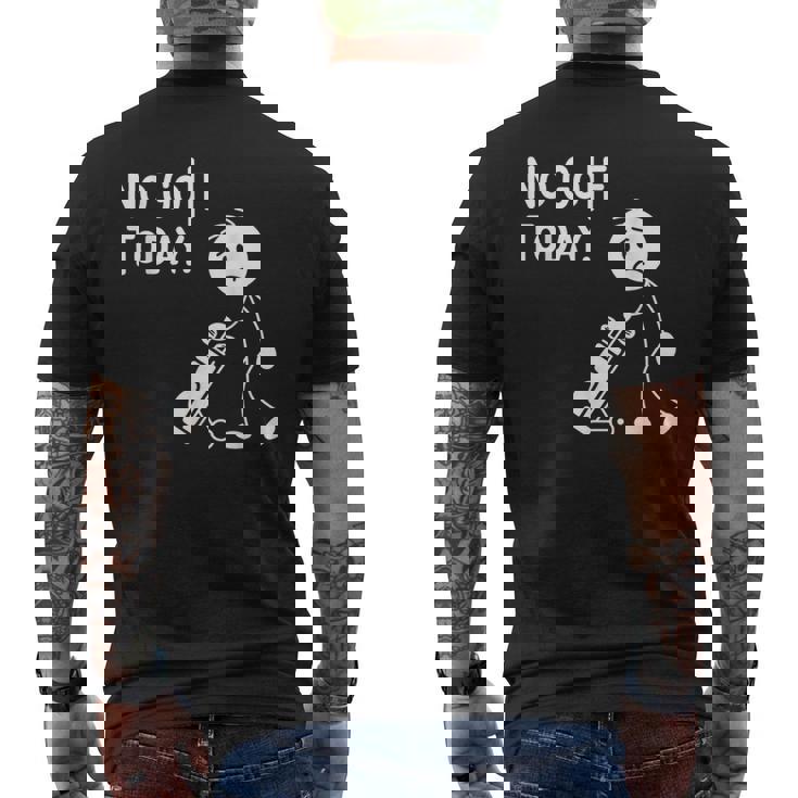 No Golf Todayadtick Man ユーモア ゴルフカートを押す メンズTシャツ バックプリント