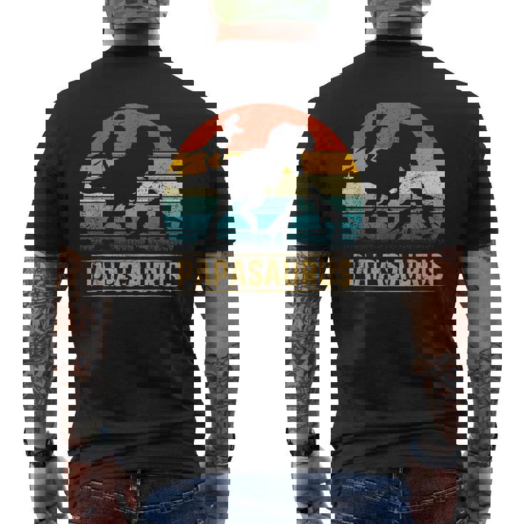 Papa Dinosaur T Rex Papasaurus 3 Bambini Festa Del Papà T-shirt da uomo con stampa posteriore