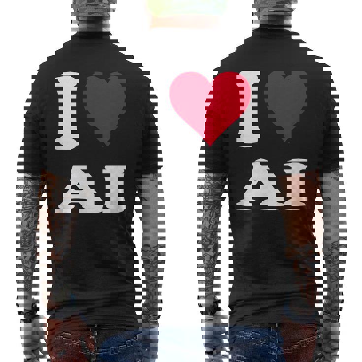 Red Heart I Love Ai メンズTシャツ バックプリント