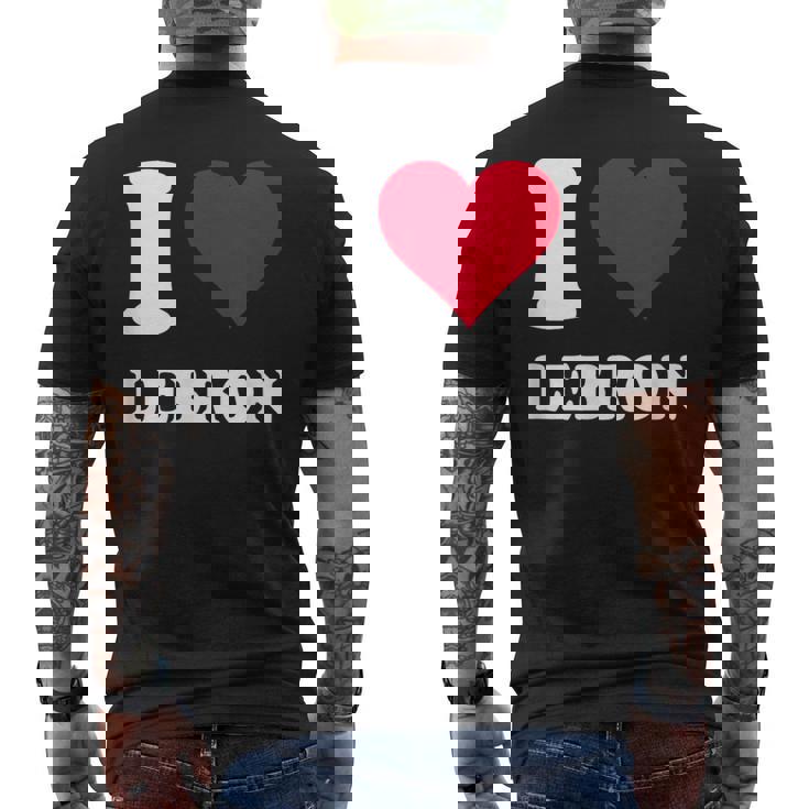 Red Heart I Love Lebron メンズTシャツ バックプリント