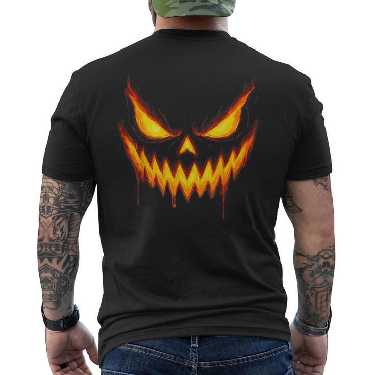 Scary Jack O Lantern Carved Pumpkin Face Halloween Costume Men's T-shirt Back Print