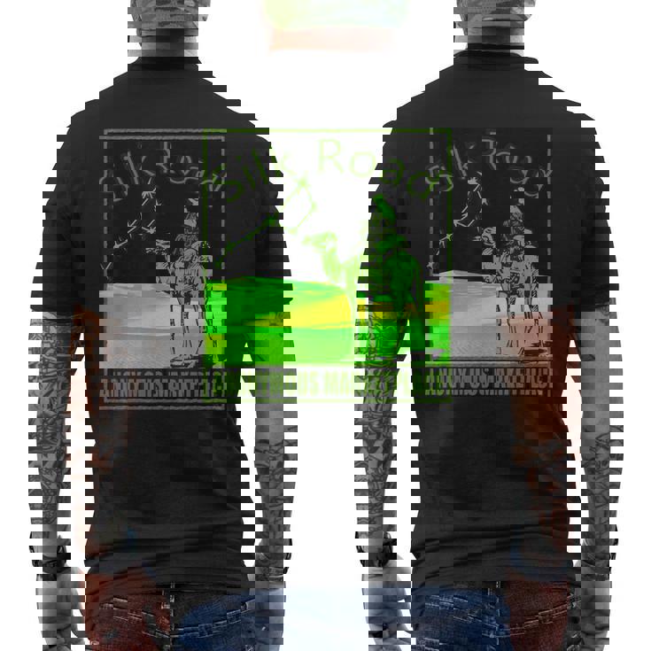 Silk Road Mercado Anónimo Blockchain Dark Web Cripto Camiseta Hombre Estampado Espalda