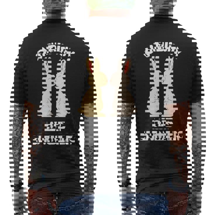 Somebunny Loves 3D Modeling Cute Easter Bunny Enthusiast Men's Back Print T-Shirt