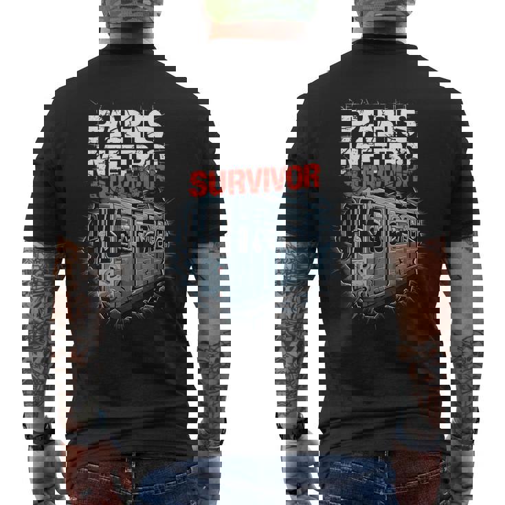 Superviviente Del Metro De Parísupervivienteuperpoblado Humor Tren Francia Camiseta Hombre Estampado Espalda