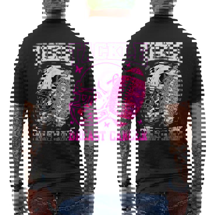 Tackle Breast Cancer Awareness Fighting American Football Men's T-shirt Back Print