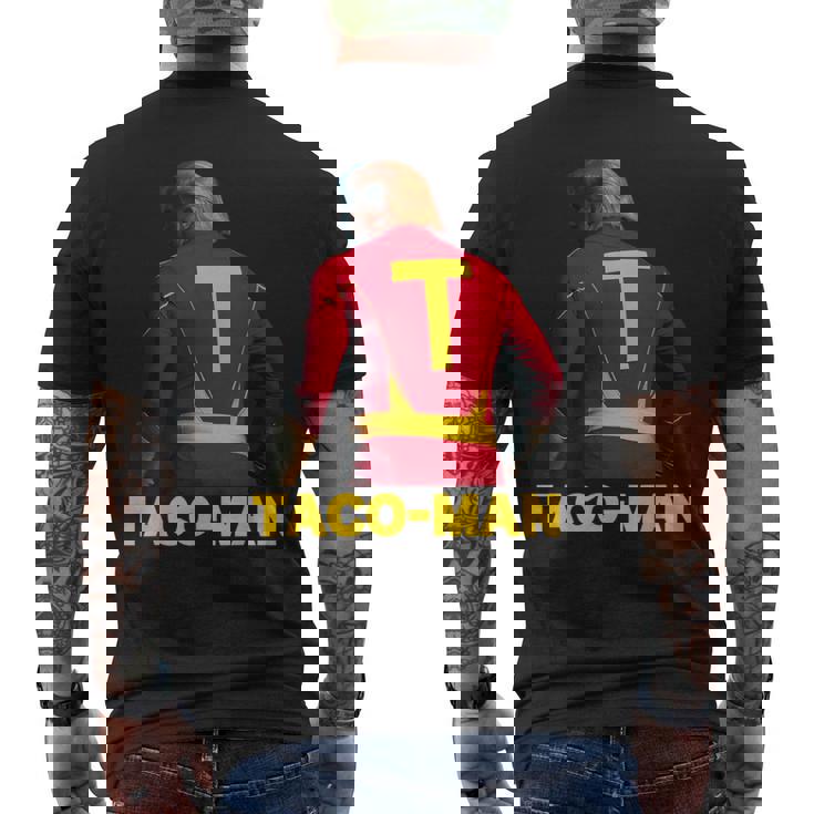 Taco-Man 面白い 反トランプ ハロウィーン 政治的コスチュームアイデア メンズTシャツ バックプリント