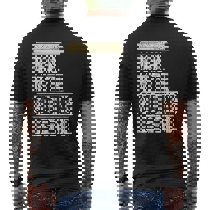Uomo Mito Codifica Leggenda Coder Papà Geek Computer Programmer T-shirt da uomo con stampa posteriore