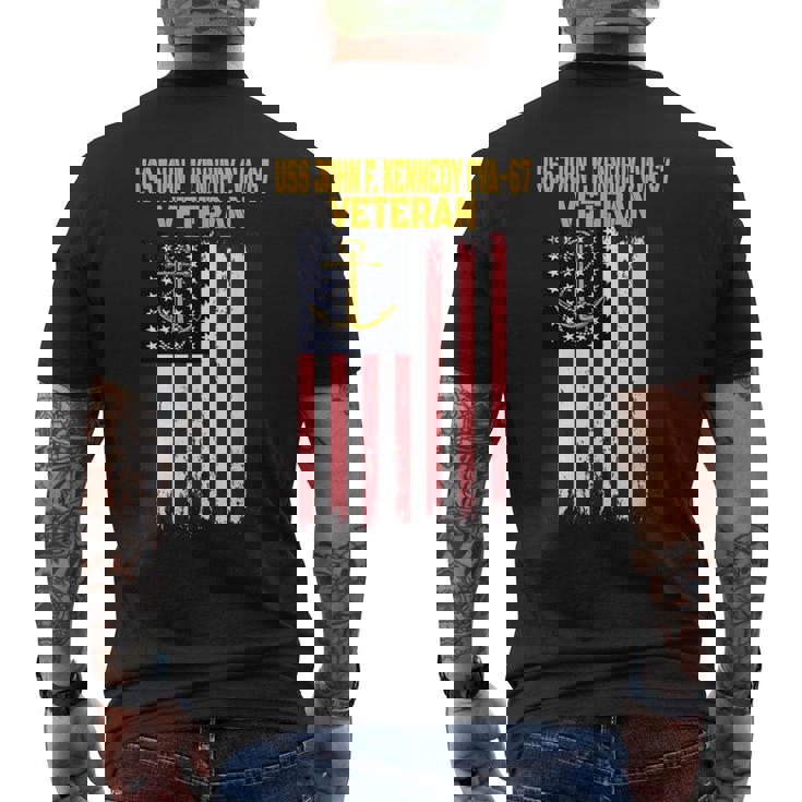 USS John F Kennedy CVA-67 Aircraft Carrier Veteran's Day Men's Back Print T-Shirt