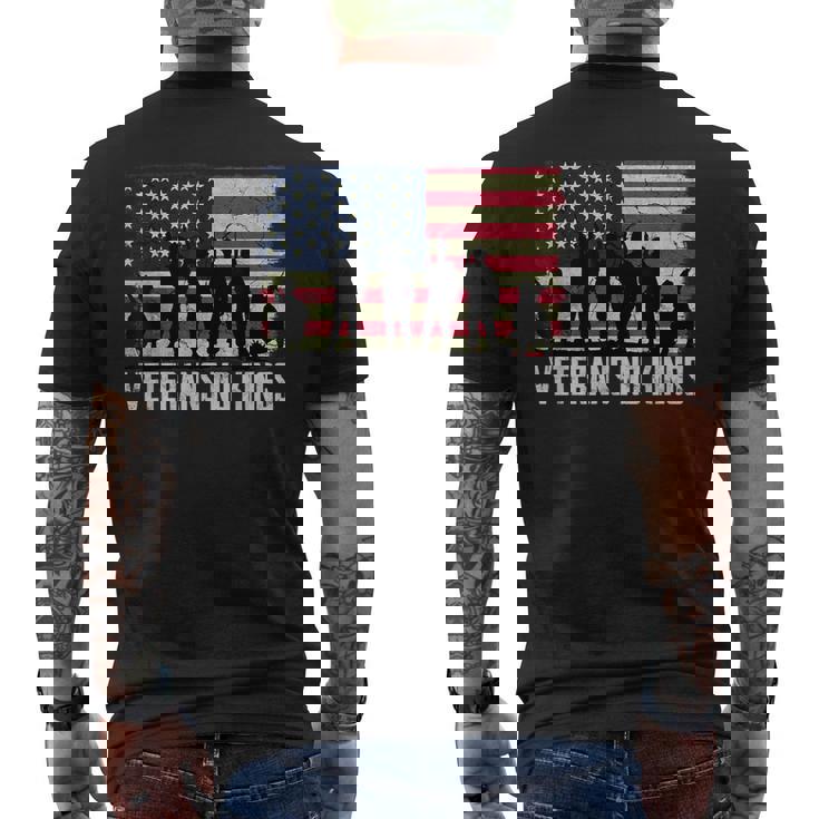 Veterans No Kings Vintage America Flag Veterans Men's T-shirt Back Print
