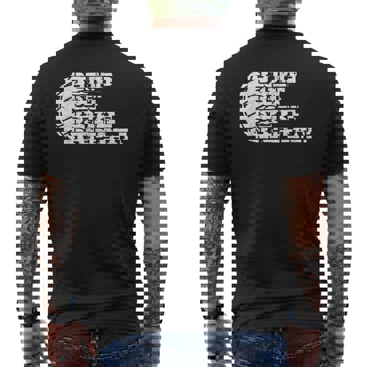 Volleyball Bump Set Spike Repeat Beach Volleyball Men's Back Print T-Shirt