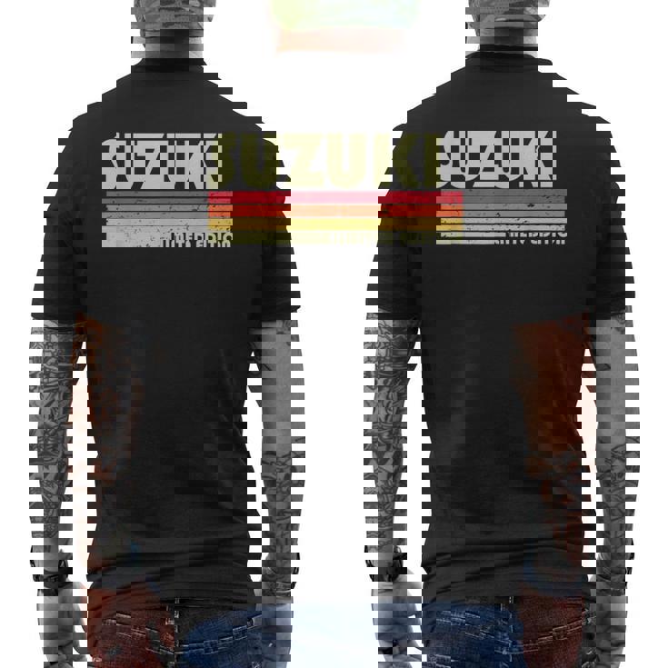 【 鈴木 すずき スズキ 】名字 家族お揃い ギャグ ネタ ウケ狙い 贈り物 ギフト 面白い おもしろ メンズTシャツ バックプリント