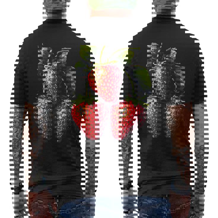 いちご フルーツモチーフ カラフル イラスト イチゴ メンズTシャツ バックプリント