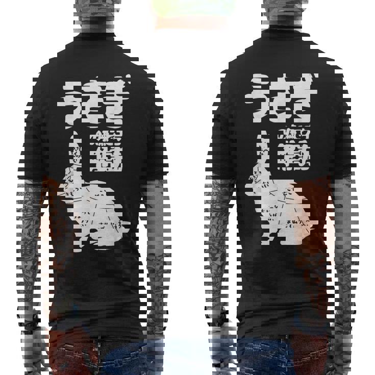 うさぎの撫で方解説 ウサギ好き うさぎ好き うさぎの飼い主 ウサギ飼い おもしろ うさぎ 兎 メンズTシャツ バックプリント