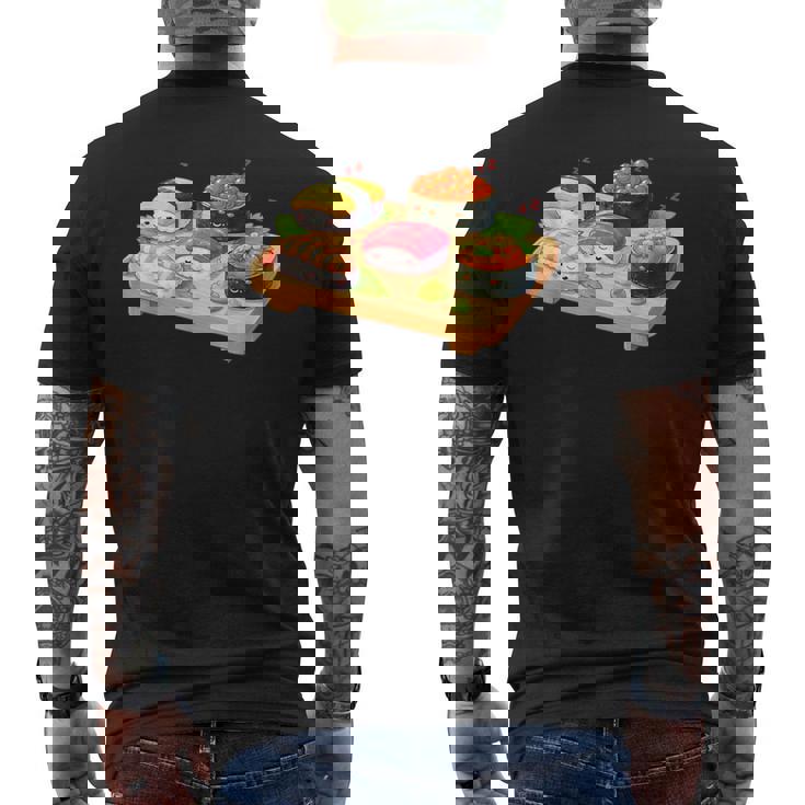 おもしろ寿司 かわいい かわいい 寝る食べ物 メンズTシャツ バックプリント