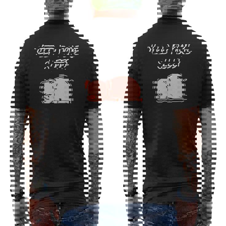 おやすみになる豚のパジャマデザイン メンズTシャツ バックプリント