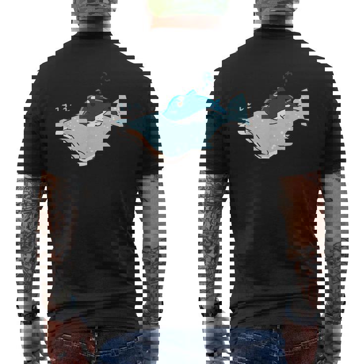 かわいい カワイイ アニメ 眠っているサメ ジンベイザメ 日本語 メンズTシャツ バックプリント