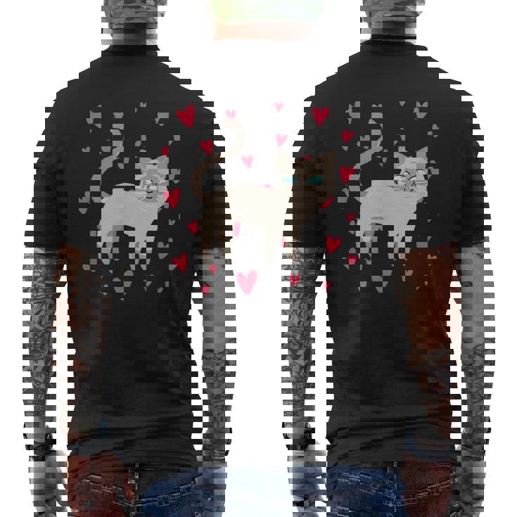 かわいいシャム猫プリント メンズTシャツ バックプリント