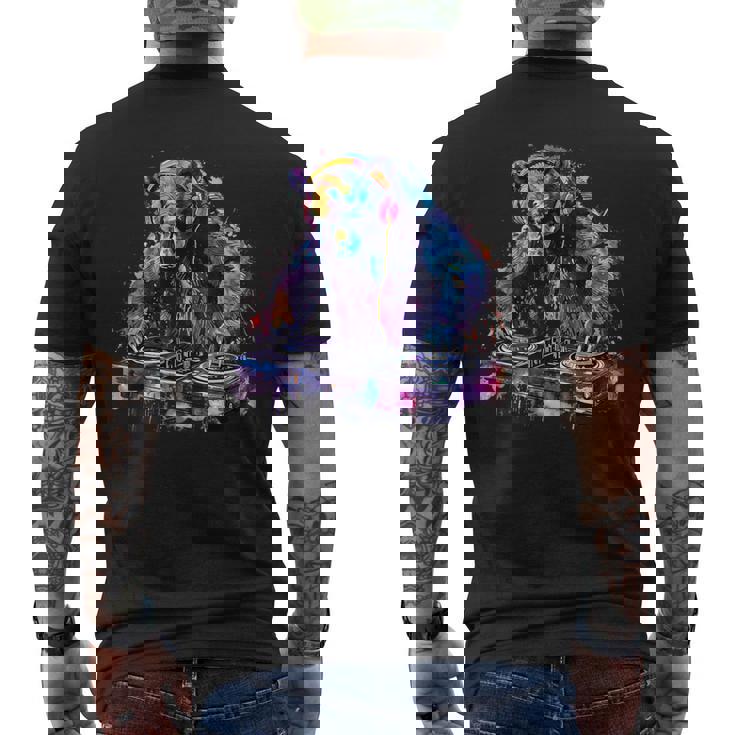 くま Dj ビートメーカー ターンテーブル Dj くま ダンス 音楽 熊の恋人 メンズTシャツ バックプリント