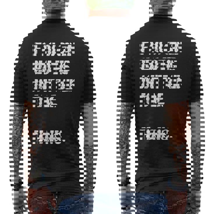 これを読めたら私に話しかけないでください-面白い人が嫌い メンズTシャツ バックプリント