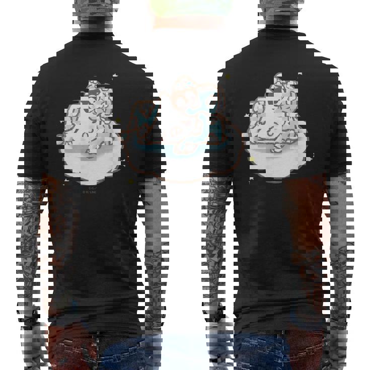 ねこぺん日和 すやすや メンズTシャツ バックプリント