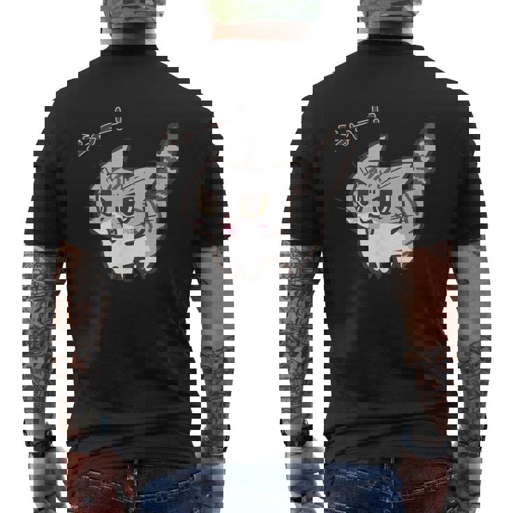 ねこシャーサバトラ白猫ver メンズTシャツ バックプリント