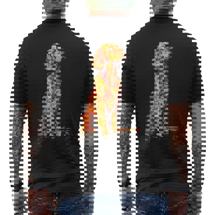 アイリッシュセッター 犬 グラフィック ペットアート アイリッシュセッター メンズTシャツ バックプリント