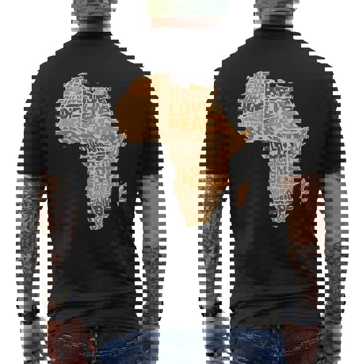アフリカの平等パターン メラニン 肌色 アフリカ地図 メンズTシャツ バックプリント
