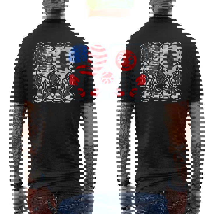 アメリカと日本 ハート フレンドシップ メンズTシャツ バックプリント