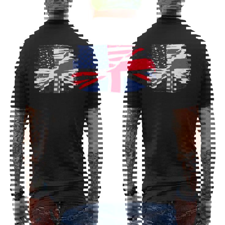 アメリカの国旗-ユニオンジャック-イギリスの国旗 Usa Flag Union Jack Uk Flag メンズTシャツ バックプリント