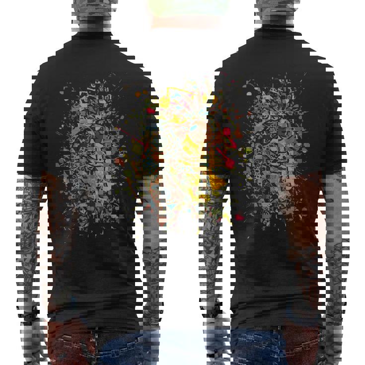 アメリカ先住民のココペリ カラフルスプラッシュ4 ファンの楽しみ メンズTシャツ バックプリント