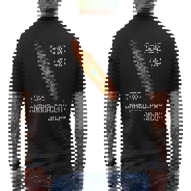 アンドロメダ銀河とバックsf宇宙へ愛してる メンズTシャツ バックプリント