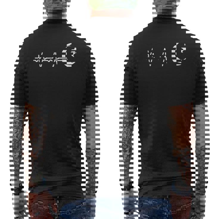 イスラム教のシンボル イスラム教のイスラム教徒のサイン ハートビート イスラム教の三日月形 メンズTシャツ バックプリント