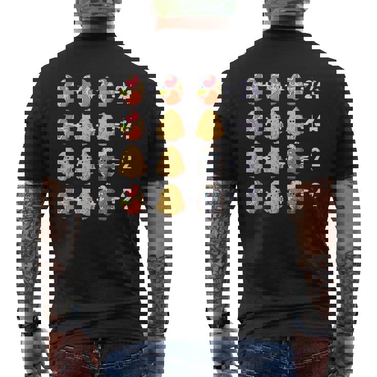 イースター数学教師、数学的数字パズル、イースターエッグ メンズTシャツ バックプリント