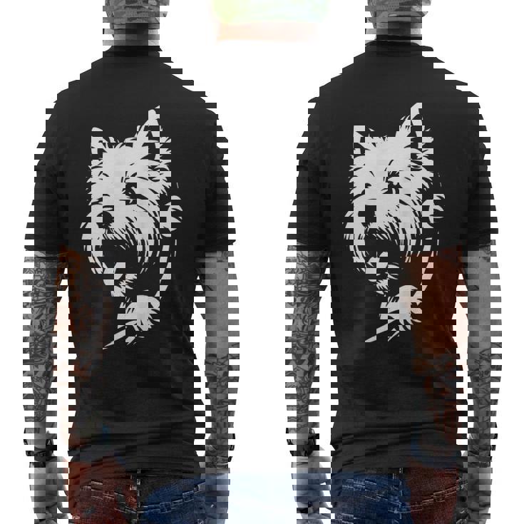 ウエスト ハイランド ホワイト テリア ピーキングドッグ ウェスティ デザイン メンズTシャツ バックプリント