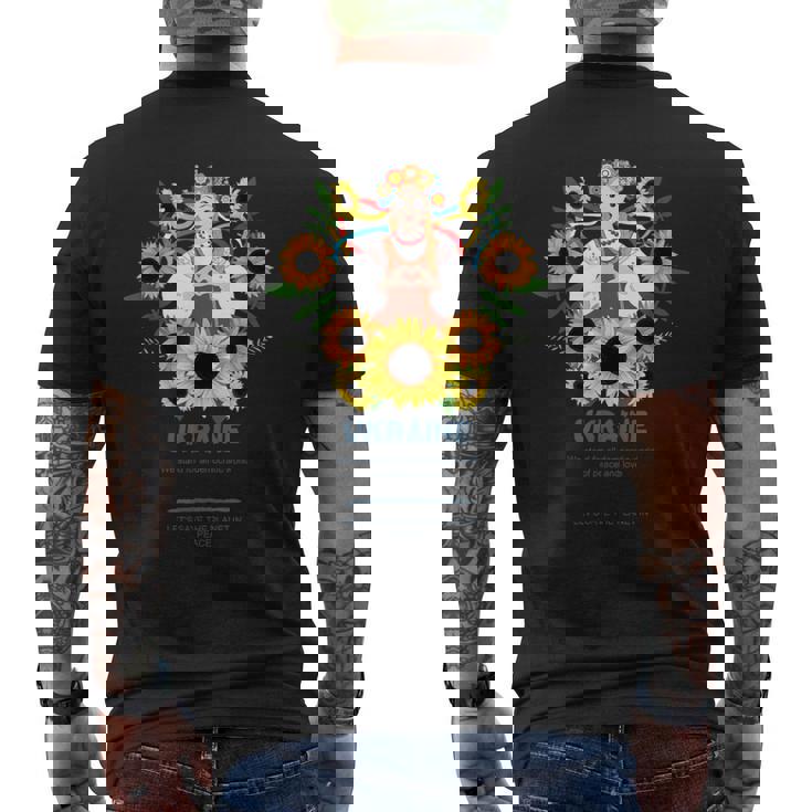 ウクライナガール、ウクライナを支援 メンズTシャツ バックプリント