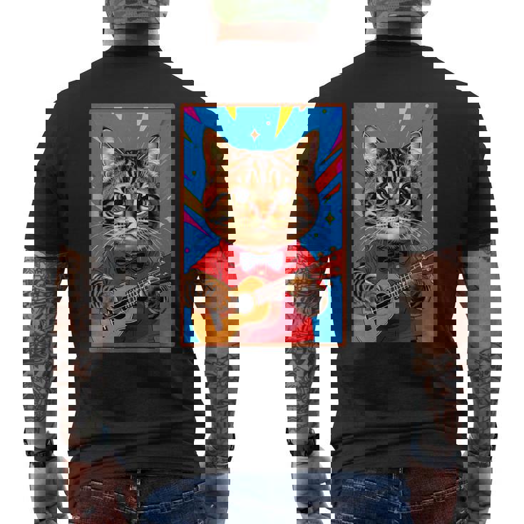 ウクレレ猫 メンズTシャツ バックプリント