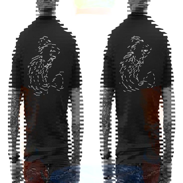 エレガントなラインアート 金魚 ミニマリスト 魚の描画 長袖tシャツ メンズTシャツ バックプリント