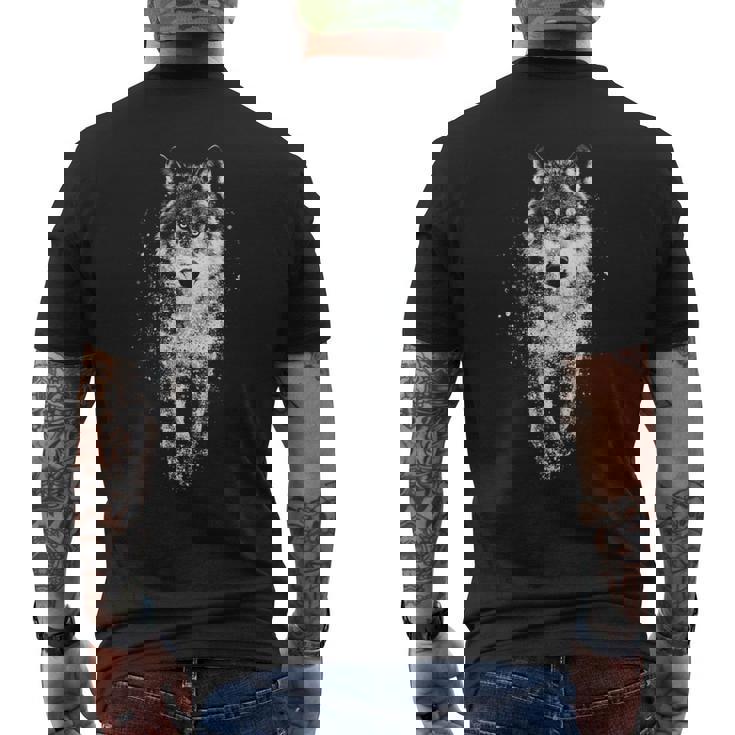 オオカミ 動物 モチーフ イラスト オオカミ 長袖tシャツ メンズTシャツ バックプリント