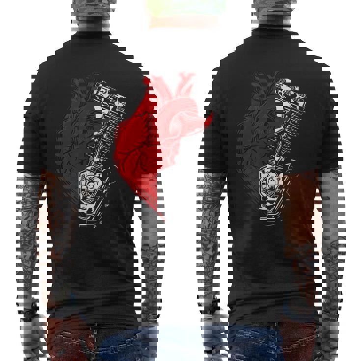 オートバイ エンジン バイカー アンチバレンタインデー 面白いグラフィック メンズTシャツ バックプリント
