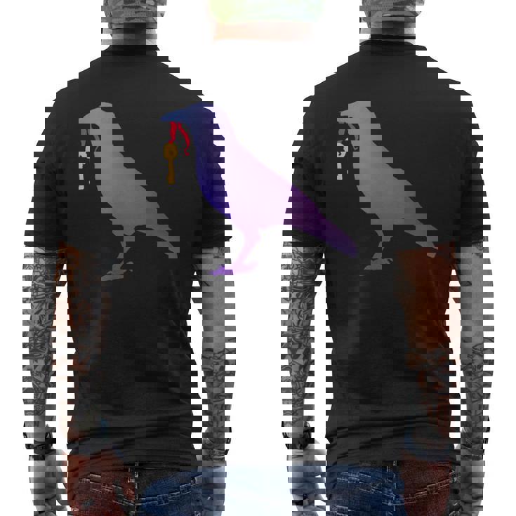 カラス カラス カラス シャツ ゴールド キーホルダー 青い鳥 カラス メンズTシャツ バックプリント