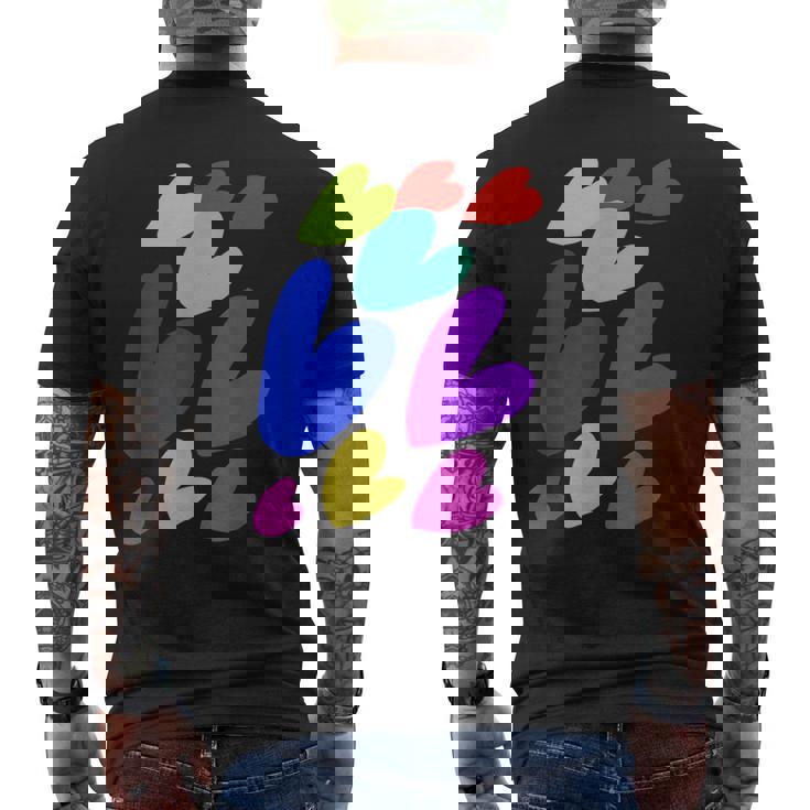 カラフルハート メンズTシャツ バックプリント