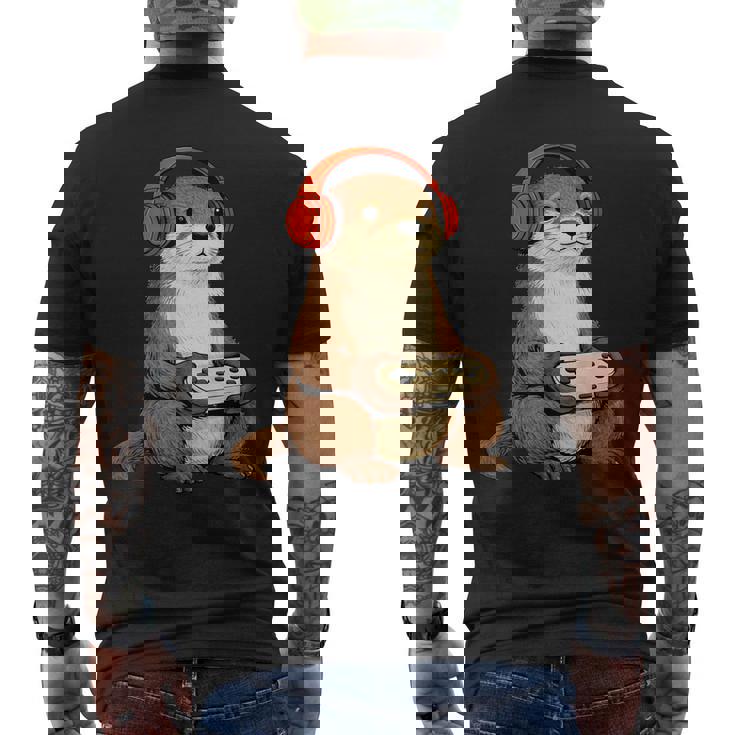 カワイイ カワウソ ゲーム アニメ レトロ 日本の芸術作品 ゲーマー 面白い メンズTシャツ バックプリント