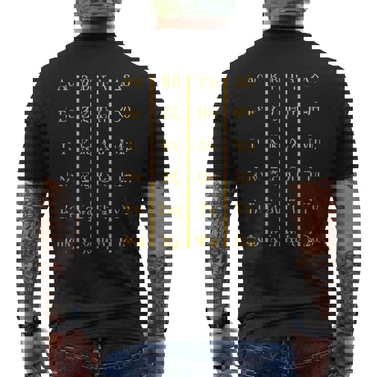 ギリシャアルファベット文字 ギリシャ語愛好家 長袖tシャツ メンズTシャツ バックプリント